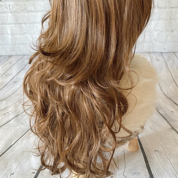 Golden Brown Long Curly Wavy Hair Wig Hair Extensions 26" - Picture 7 of 8